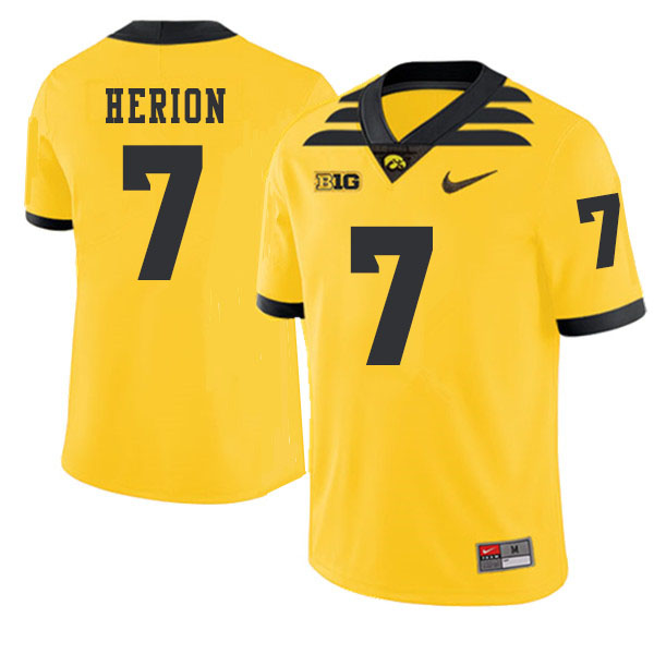 2019 Men #7 Tom Herion Iowa Hawkeyes College Football Alternate Jerseys Sale-Gold